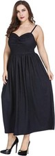 Plus Size Sleeveless Flare Loose Maxi Party Dress for Women Size 12-26 Blue Sale
