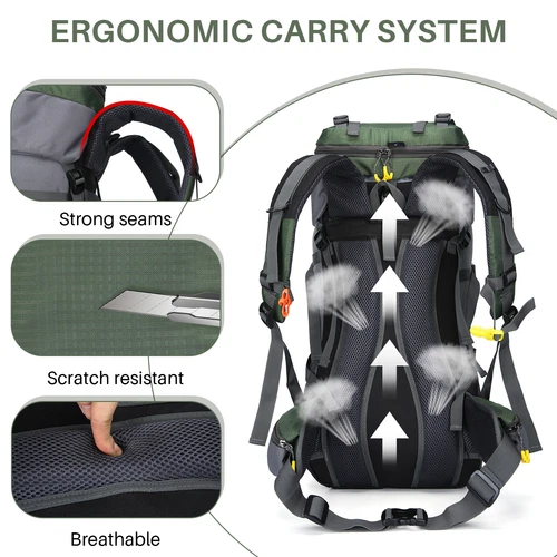 Wasserdichter Rucksack 60L großes Fassungsvermögen Tornister Tasche für Camping Wandern Reisen - Bild 45 von 56