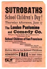 1899 SAN FRANCISCO SUTRO BATHS "SCHOOL CHILDRENS DAY" PROMOTIONAL FLYER AD SIGN