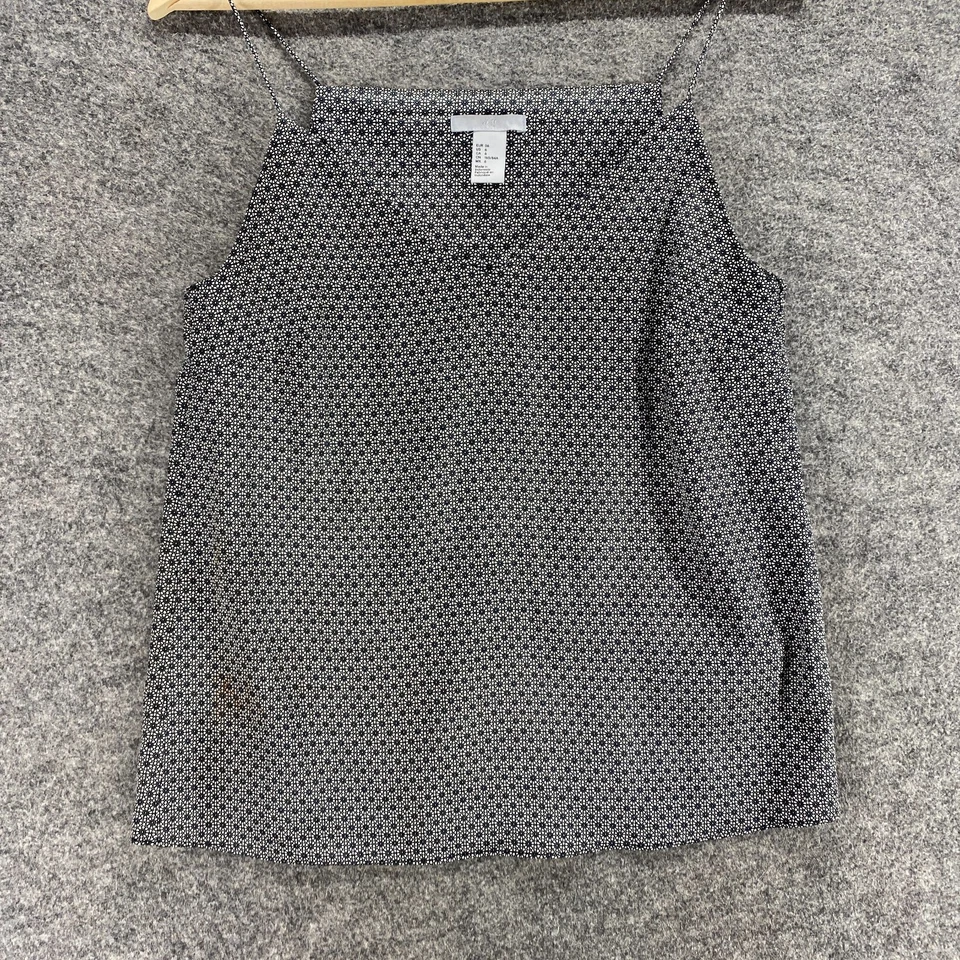Top H&M Mujer 6 Negro Geométrico Cuello en V Sin Mangas Correa de Espagueti Cami Informal Foto 4 de 4