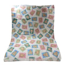 Vintage 1980's Satin Trim Colorful Bear Acrylic Toddler Blanket Throw Unisex