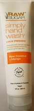 Raw Sugar Simply Hand Wash Raw Coconut + Mango Vegan Organic 9 fl oz NEW  0.55 per fl oz