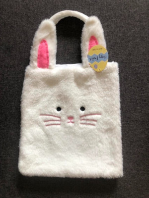 Osterhase flauschig Tasche mit Ohren Eiersuche Kinder Frühling Deko Geschenk Hase wiederverwendbar