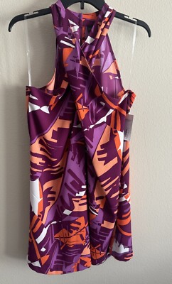Bold elements women s sleeveless dress colorful twist Halter neck Large New