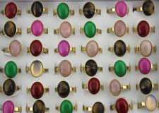 35pcs Stainless Steel Rings For Womens Wholesale Lots Mixed Natural Stone Ring