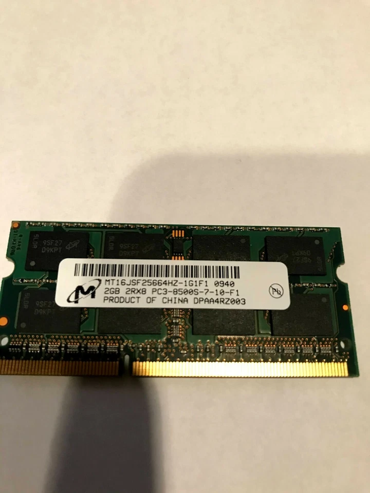 2x2GB Micron MT16JSF25664HZ-1G1F PC3-8500S-7-10-F1 DDR3-1066MHz SO-DIMM RAM iMac - Image 3 of 4