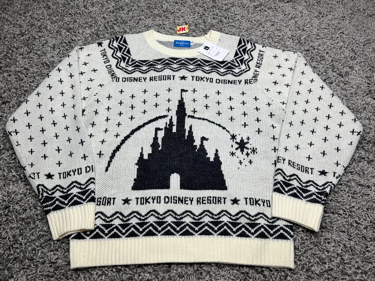 NEW Disney Sweater Adult Large Beige Black Tokyo Disney Resort