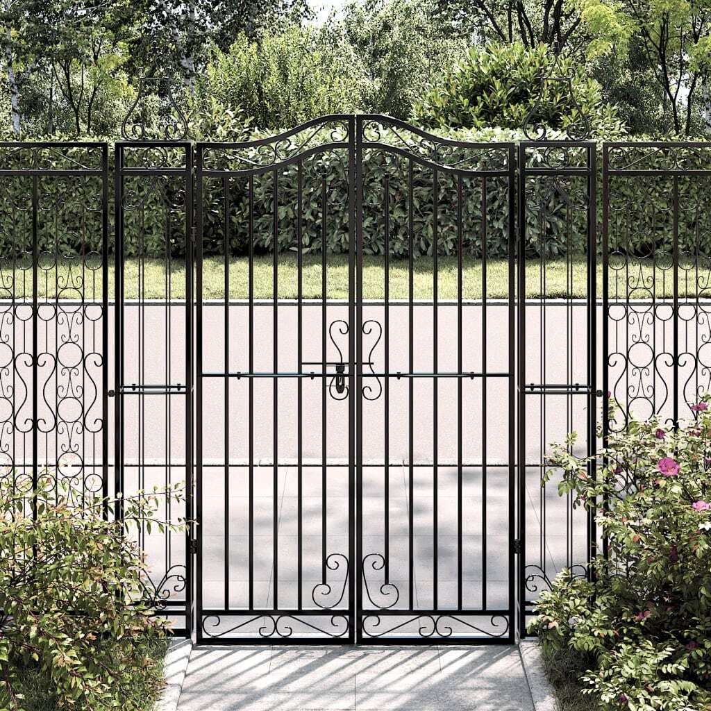 Puerta de jardín de hierro forjado negro 121x8x150 U6S6