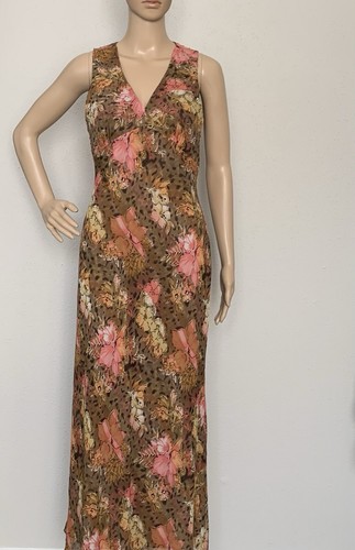 Vintage Papell Boutique 100% Silk Y2K Babydoll Fairy Floral Maxi Dress Size 6 - Picture 6 of 19