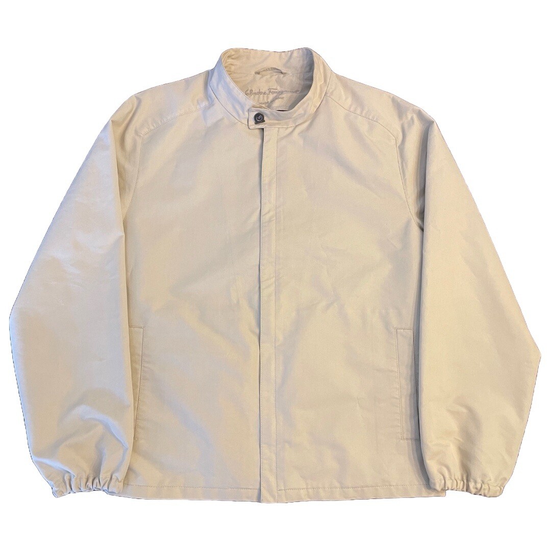 VTG 90s Salvatore Ferragamo Light Khaki Zip Up Bomber Jacket Men