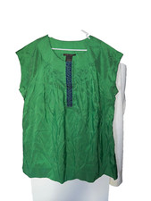 Mark Zunino womans plus size 3X tunic dress green blue short sleeve pleated