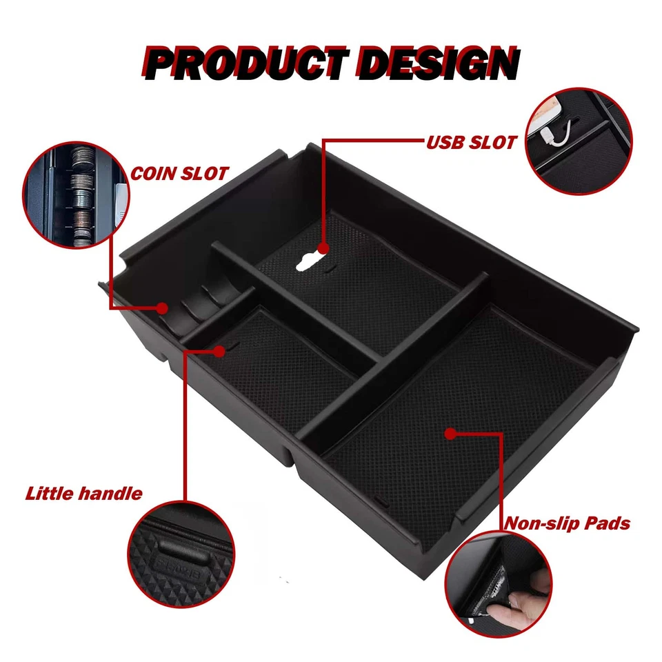 Fit for 2009-2013 Ford F-150 Center Console Storage Box Organizer Tray Black Foto 4 de 4