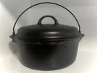 Griswold Cast Iron Dutch Oven 8 w/ Basting Rings, Bail/Side & Tip Handles, #1278