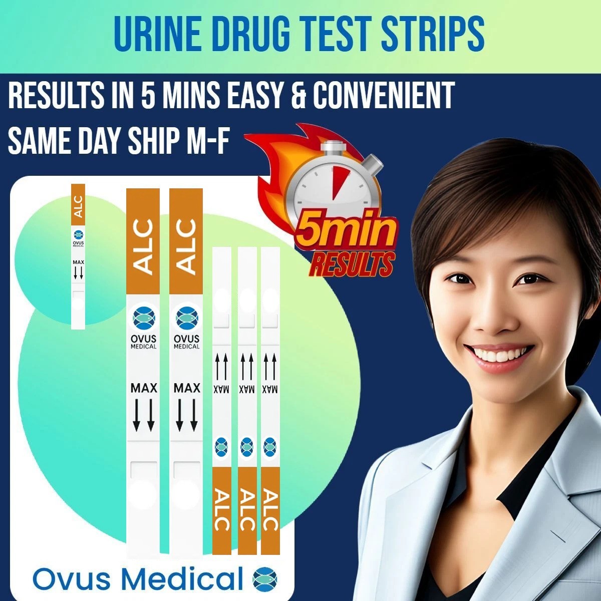 ALC Alcohol Saliva Drug Test, 50 Strips | Fast Free Shipping - Ovus Medical