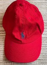 Polo Ralph Lauren Hat Cap Red Adjustable Strap Back Kids Boys Youth 4-7 CLEAN
