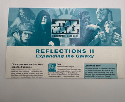 Star Wars CCG  Reflections II 2 Rules Supplement Sheet/Card checklist box insert