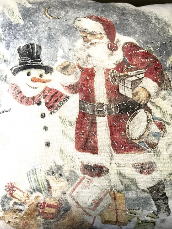 Funda Almohada Pottery Barn Nostálgica Lista de Santa 20x20" Navidad XLT Estado Foto 3 de 4