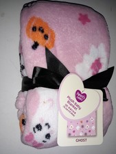 Parents Choice Pink Ghosts Halloween Lightweight Baby Blanket 30x36 Plush NEW