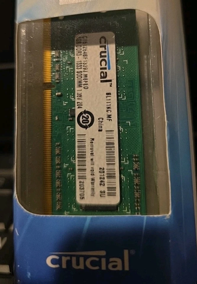 CRUCIAL 8GB Kit (2 x 4GB) DDR3 1333 MHz PC3-10600 1.35V Laptop RAM SODIMM Memory - Image 4 of 4