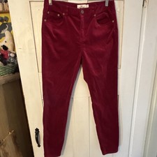 Vineyard Vines Women's Red Corduroy Pants Cotton Polyester Button Zip Solid