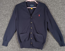 Polo Ralph Lauren Kids Boys Cardigan V Neck Sweater Small 7 Blue Button Up