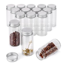 JIUWU 15 Pack 60ml Clear Small Glass Jars with Screw Caps for Lab Home