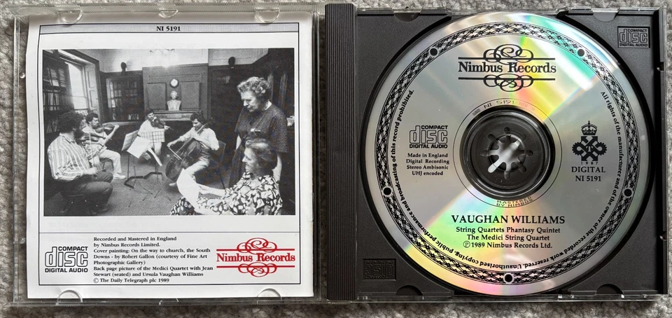 Vaughan Williams - String Quartets etc.- Medici Quartet - Nimbus CD NI 5191 - Image 3 of 4