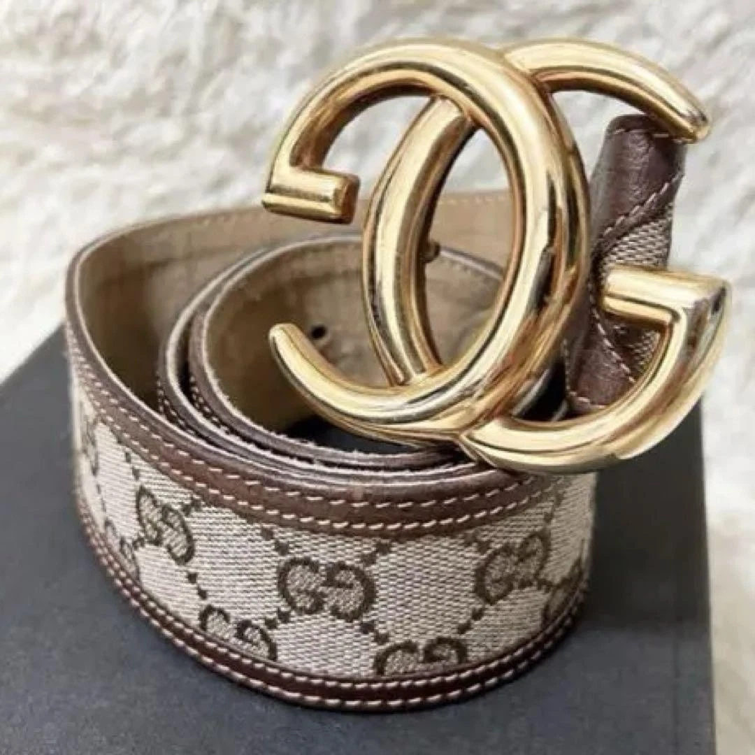 Ancienne ceinture GUCCI Gg cuir ligne sherry doré Italie