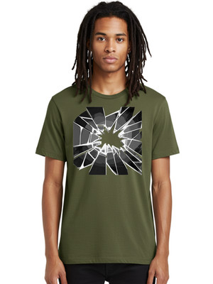 Shattered-Glass Mens Graphic Tee, 100% Cotton, Casual Summer Wear
