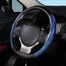 High Glossy Carbon Fiber Steering Wheel Cover Snap On Grip Non Slip Protector