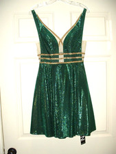 Jovani 65631 Emerald Green Gold Sparkly Evening Dress Prom Formal Size 2 NWT