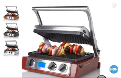 Wolfgang Puck 5-in-1 Electric Tri-Grill Griddle w/ Temperature Control, NEW