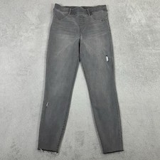 Spanx Jeans Pants Womens Large Distressed Skinny Grey Ankle Pull On Stretch