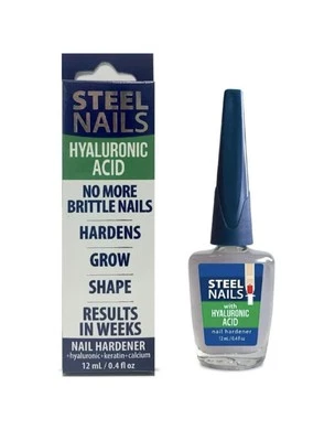 Uñas De Acero, Amen Steel Nails Hardener with Hyaluronic Acid 0.4oz Base Coat