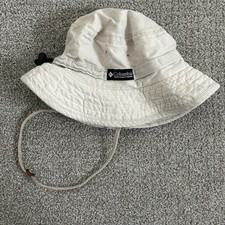 Vintage Columbia Sportswear Co Bucket Hat Tan Off White Cotton Made in USA OSFA