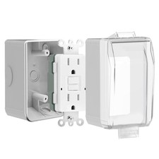 15 Amp GFCI Outdoor Electrical Outlet Box, Nonmetallic Heavy Duty Box IP66 Wa...