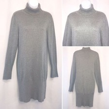 Popular Pop Heather Gray Turtleneck Sweater Dress sz. L  Vintage