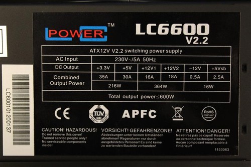LC-Power LC6600 V2.2 Super Silent Black 600W ATX Netzteil 600 Watt   #157402