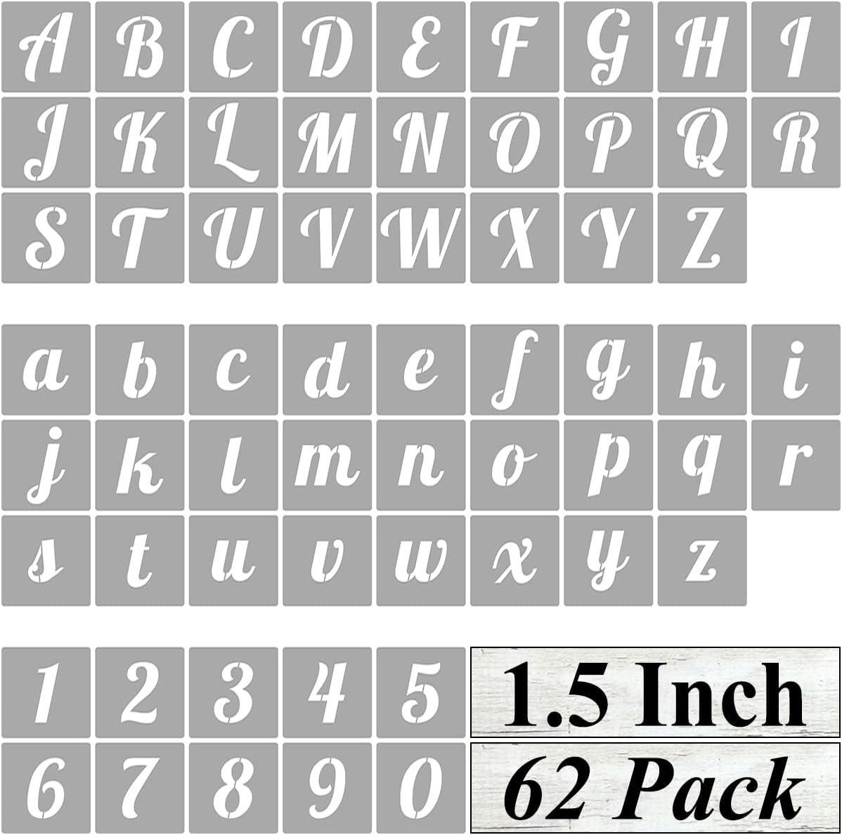 Alphabet Letter Stencils for Painting - 62 Pack Letter and Number