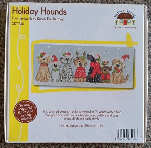 Bothy Threads - Holiday Hounds - Cross Stitch Chart & Leftover Threads From Kit