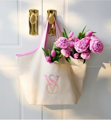 $49.95 Victoria s Secret Ombré Monogram Logo Tote Bag IVORY WHITE TAN PINK