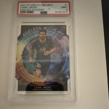 2021/22 Topps Merlin Chrome UEFA Lionel Messi Ageless Alchemy #1 PSA 9