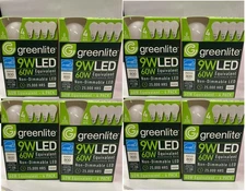 8 X 4Pack Greenlite 9W LED 60W non-Dimmable 25,000 Hours Energy Star Light Bulbs