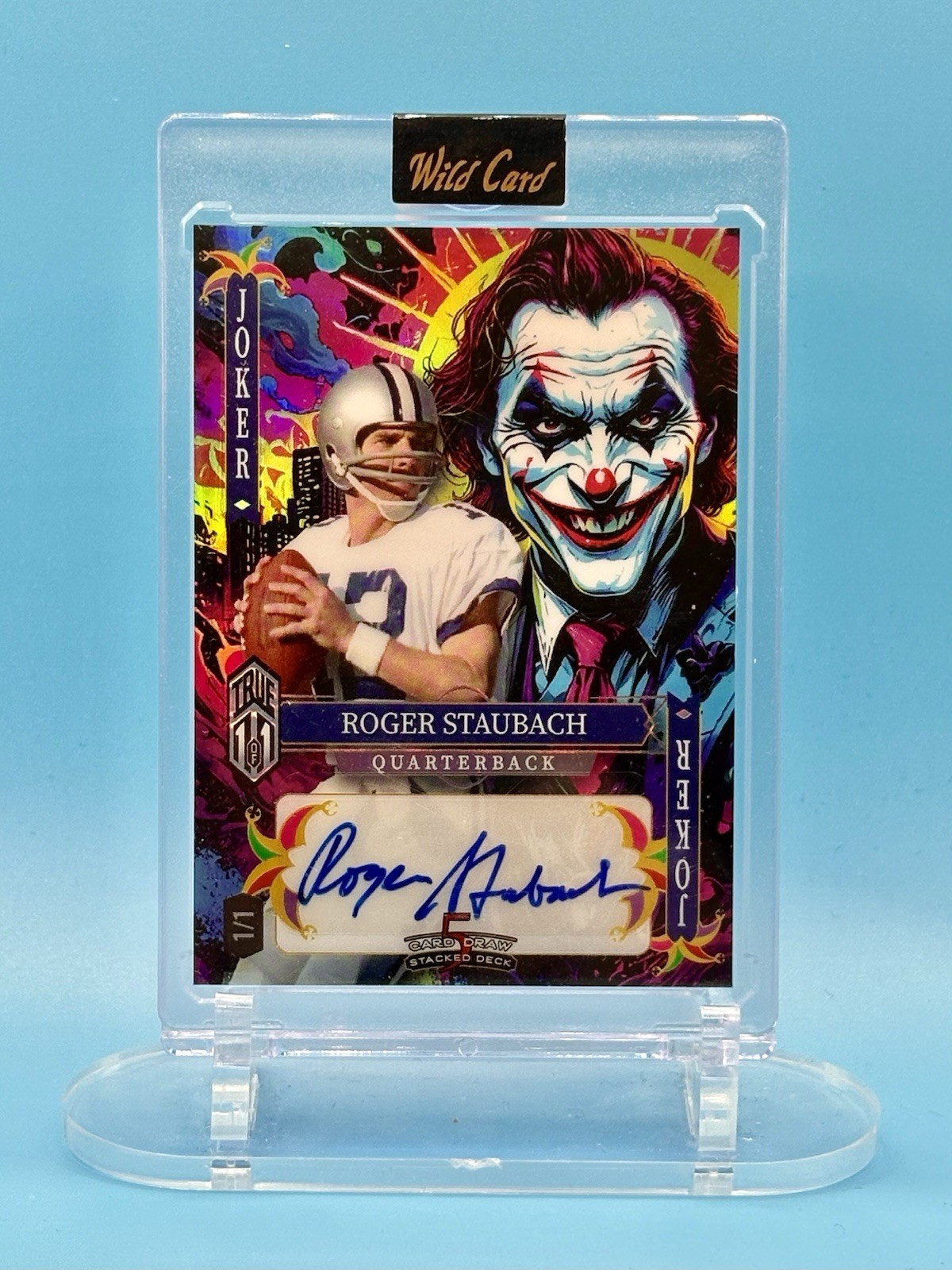 2025 Wild Card Football Jokers - Roger Staubach True 1/1 Joker Auto