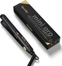 Mini Flat Iron for Short Hair Temperature Adjustable, 1/2 Inch Mini Small Portab