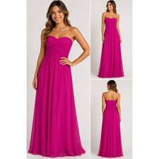 NEW Lauren Ralph Lauren Strapless Chiffon Maxi Dress Size 6 Tropic Pink Ruched