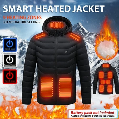 9 Areas USB Electric Heated Jacket Winter Hooded Men Heating Jackets Warm Coat - product listing photo