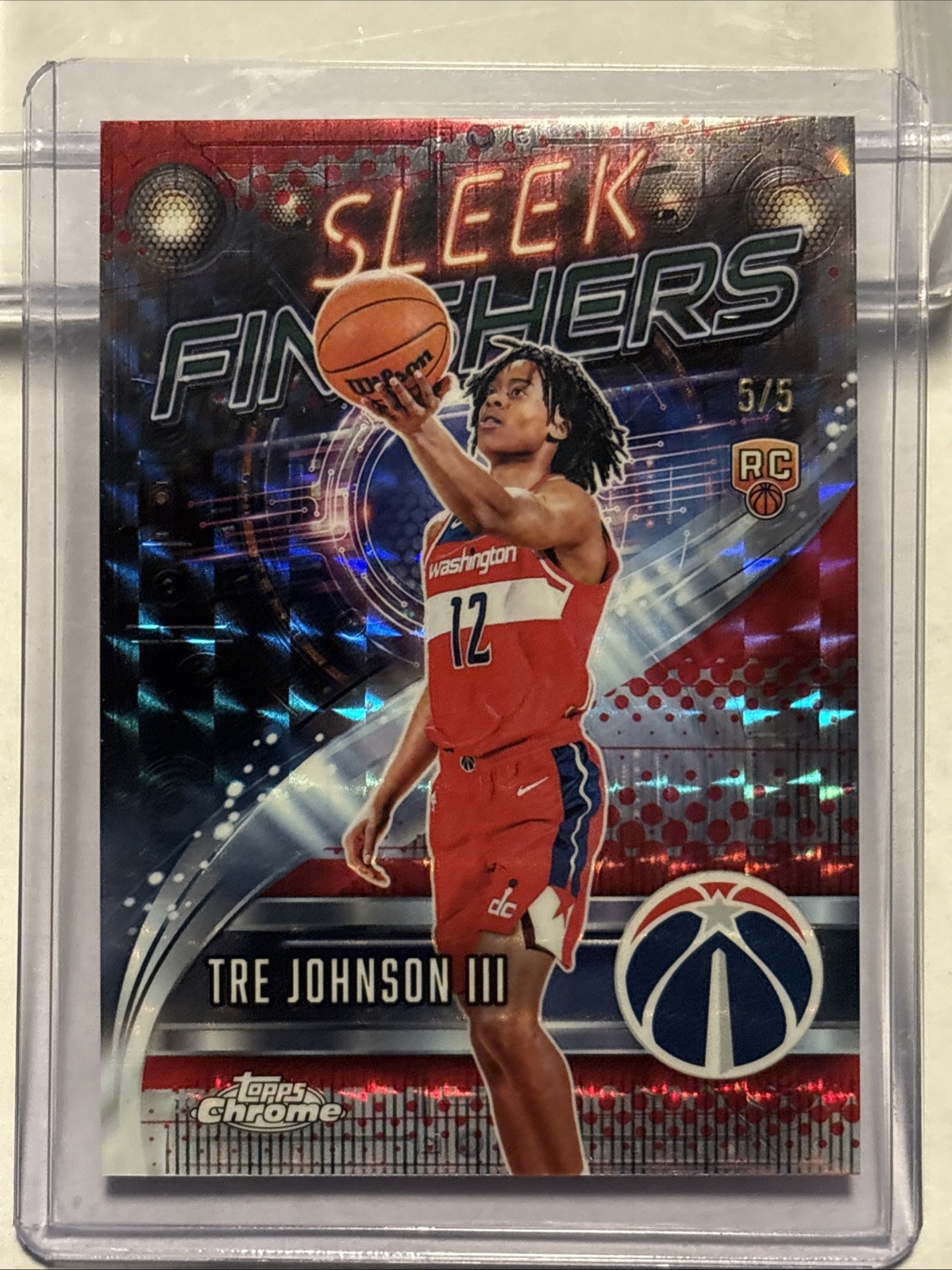 2025 Topps Chrome - Tre Johnson - RED Geometric SLEEK Finishers RC #5/5