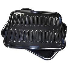 Broiler Pan & Roasting Rack Black Porcelain Coating Dishwasher Safe Rectangular