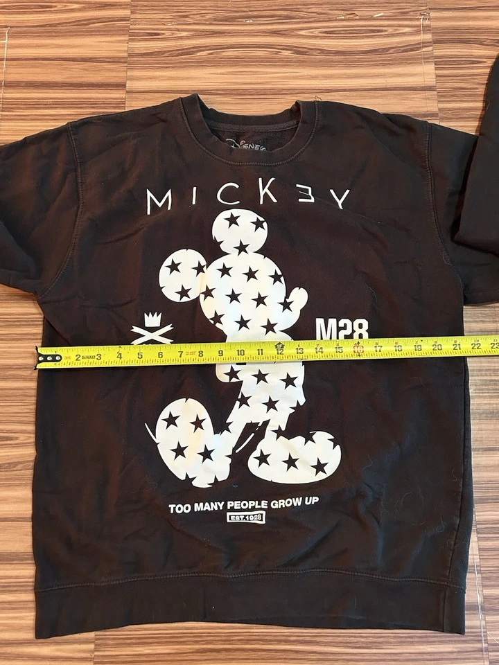 Disney Sweater Black Mickey Mouse Casual Neff Too Many People Grow Up sz Large - Image 3 of 4